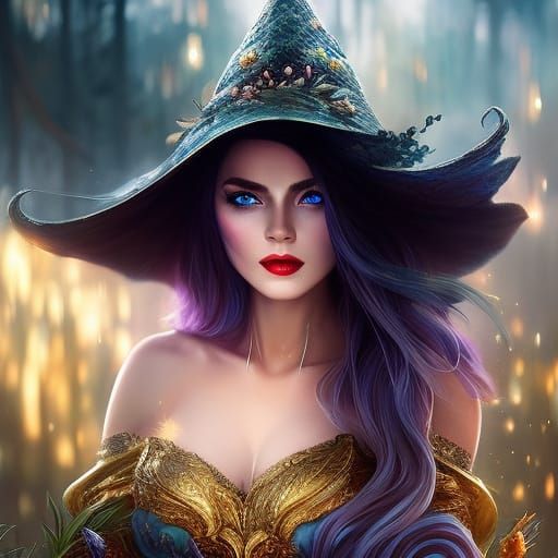 Ornate Water Witch Portrait in Digital Art Style