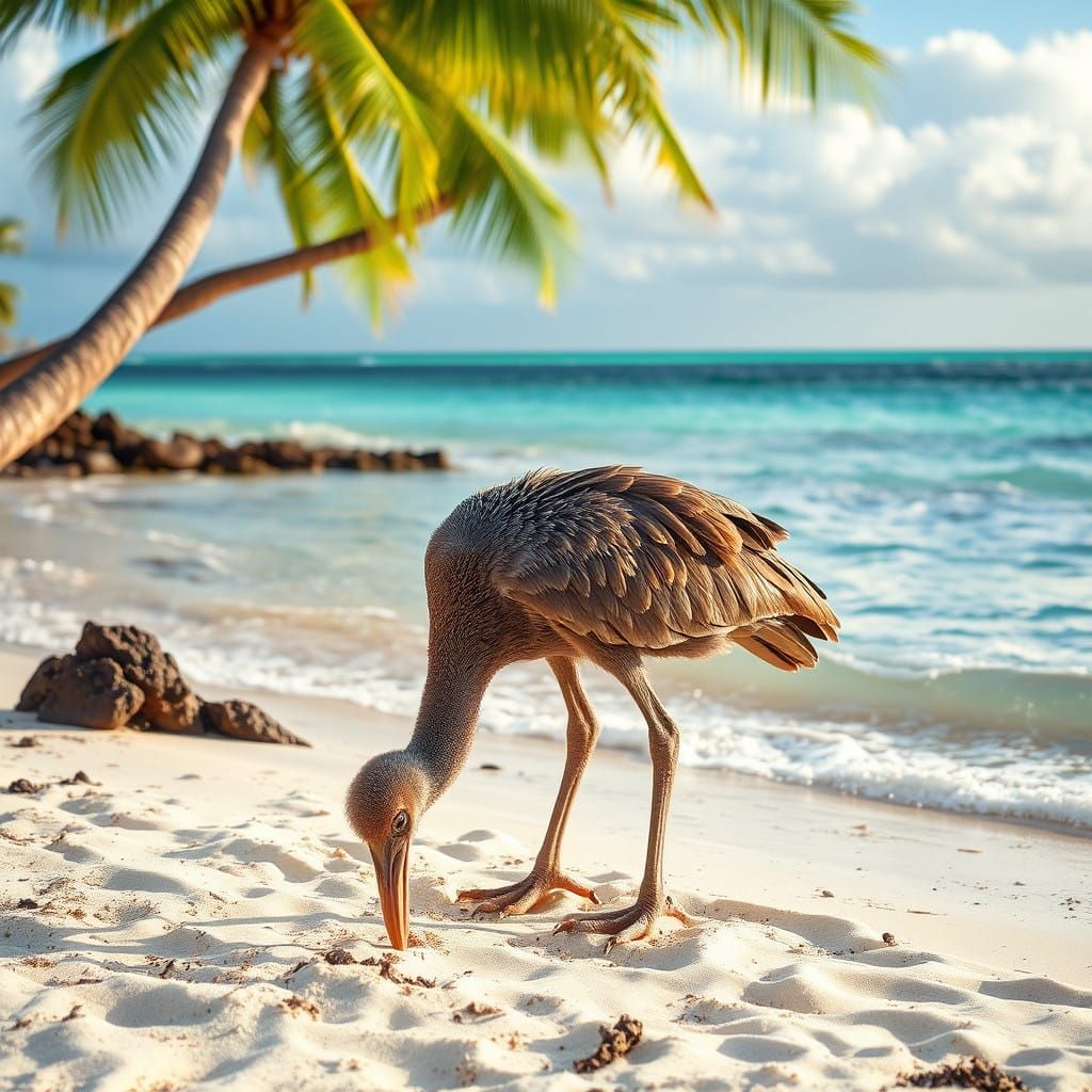 Dodo Bird Amidst Tropical Paradise