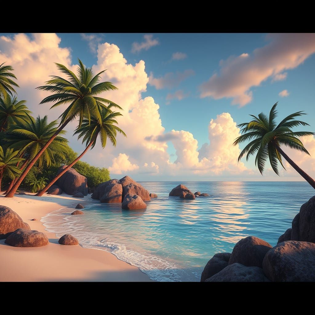 Fantastical Tropical Oasis Suspended in the Air