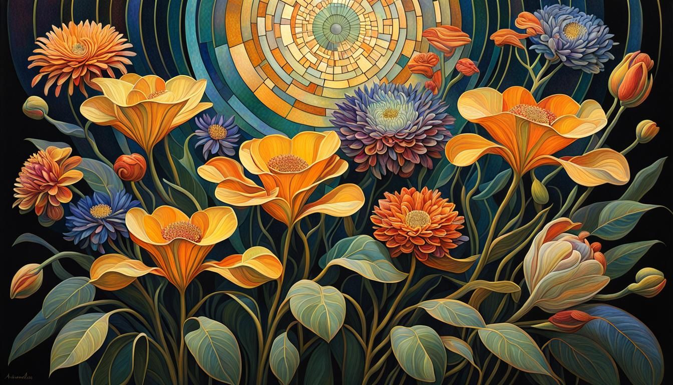 Exotic Flowers in Art Nouveau Style