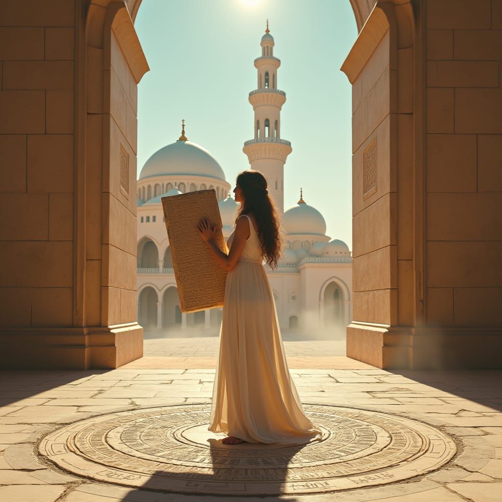 Arabic Lady Unites Eras in Digital Matte Painting