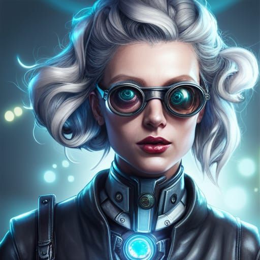 Mad Scientist in Solarpunk Cyberpunk Lab