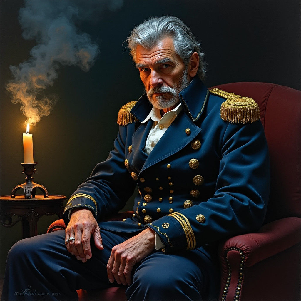 Civil War Officer Portrait in Abstract Expressionist Style