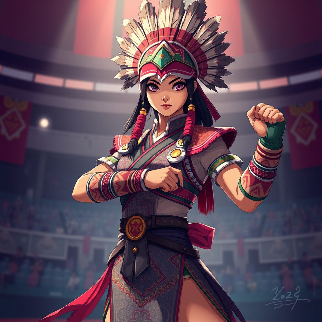 Peruvian Girl in Inca Fighting Gear, Anime Style