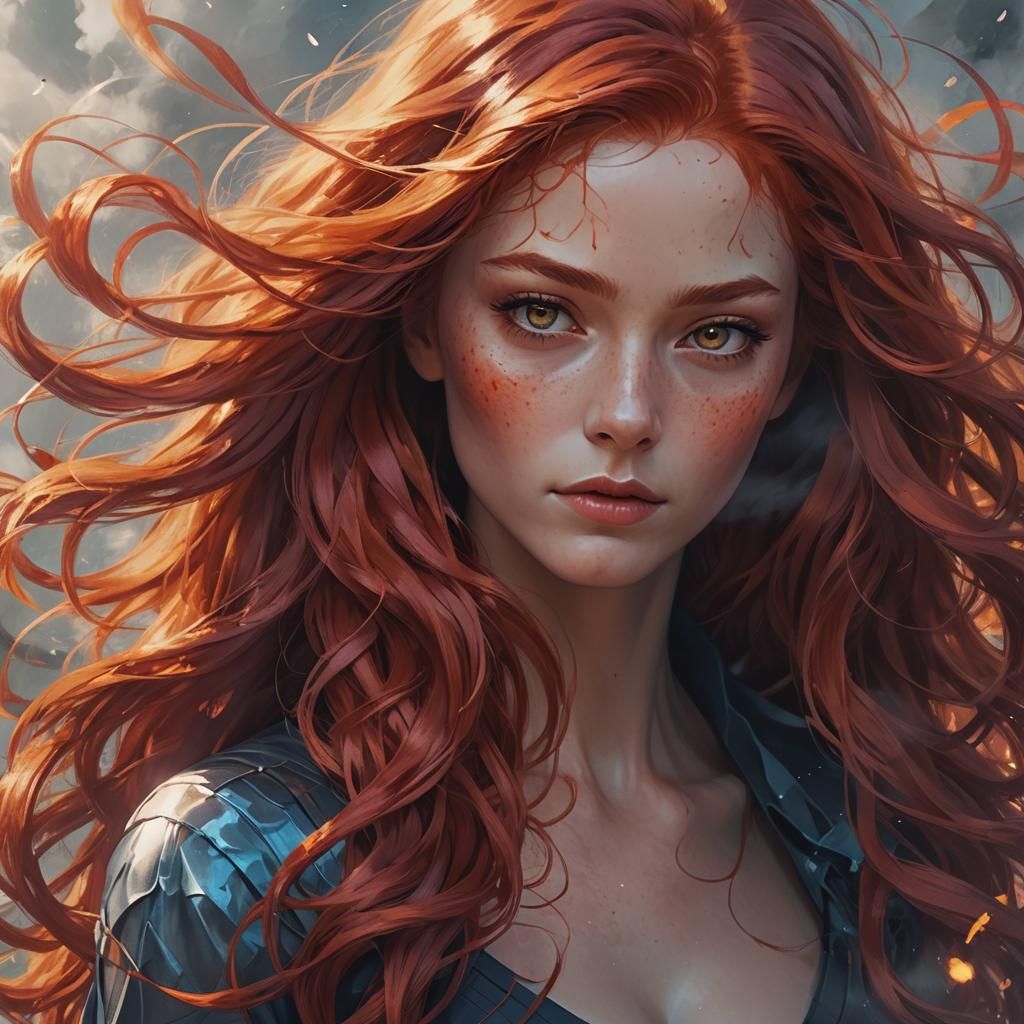 Ethereal Anime Portrait of Jean Grey