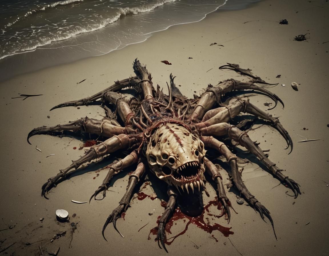 Rotten Deep Sea Monster Carcass on Beach
