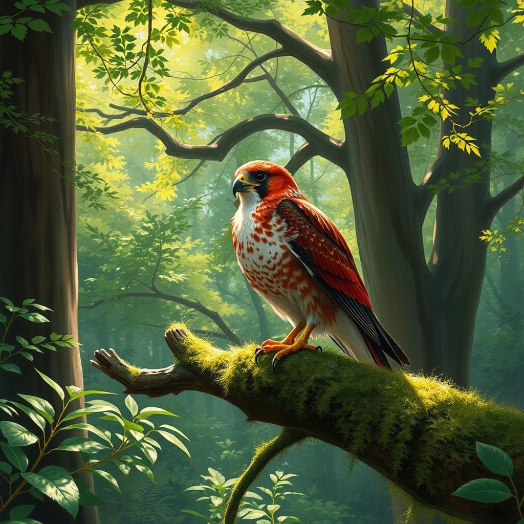 Surreal Forest Falcon in Earthy Tones