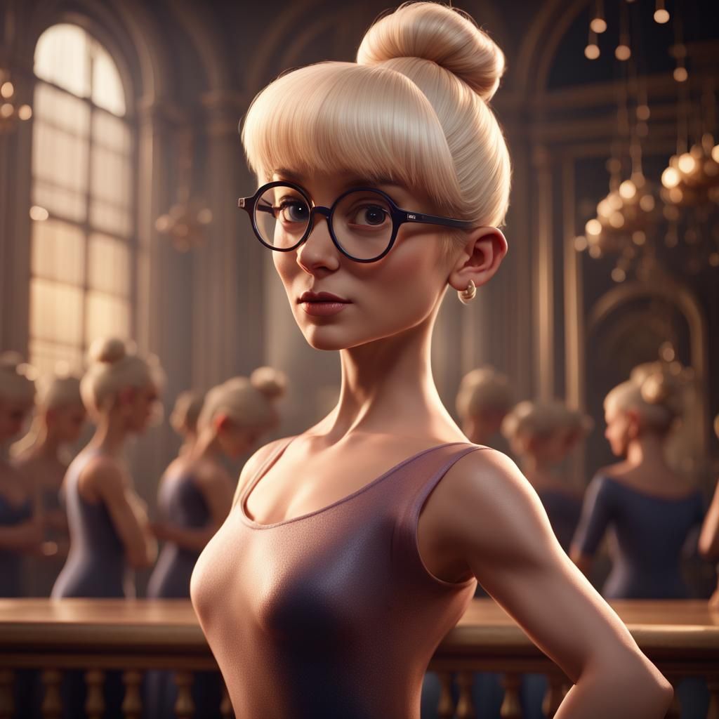 Cartoon Ballet Dancer in Detailed Fantasy Art