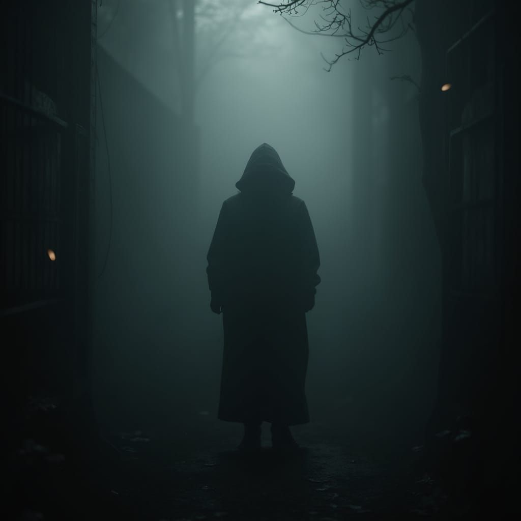 Mysterious Figure in Film Noir Atmosphere