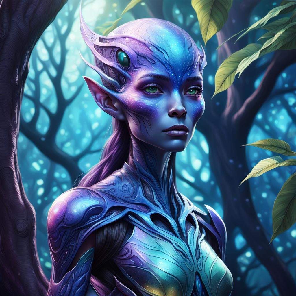 Detailed Alien Woman Portrait in Digital Art Style