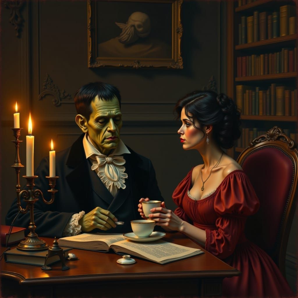 Mary Shelley Shares Tea With Frankenstein Monster in Gothic ...