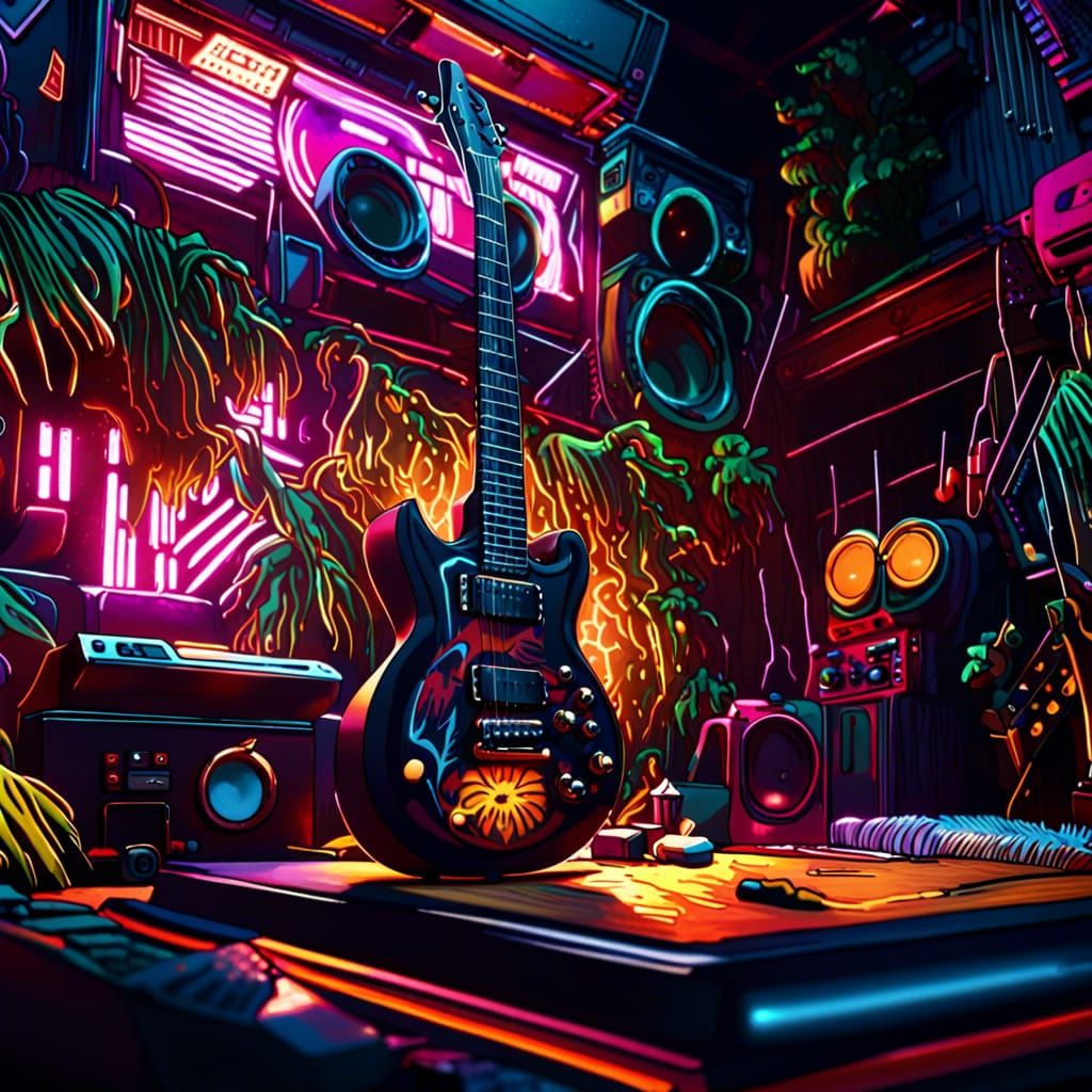 80s Music Culture with Boombox in Dark Fantasy Style