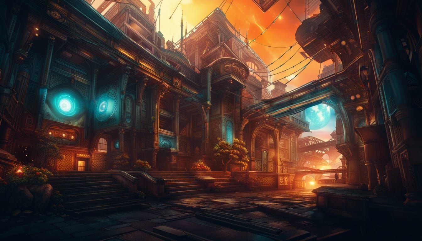 Sci-Fi City Floating on Starry Sea: Digital Matte Painting