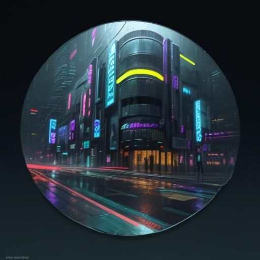 Cyberpunk Cityscape at Night in Low-Poly Neon Style