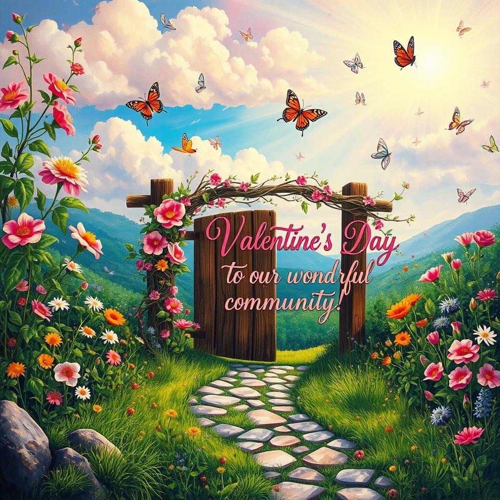 Romantic Valentine's Day Landscape with Vibrant Wildflowers ...