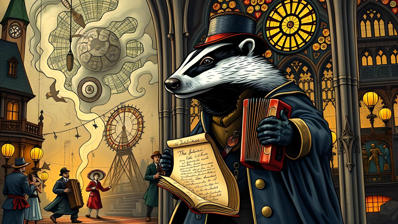 Surreal Fantasy Scene in Impasto Gouache Style