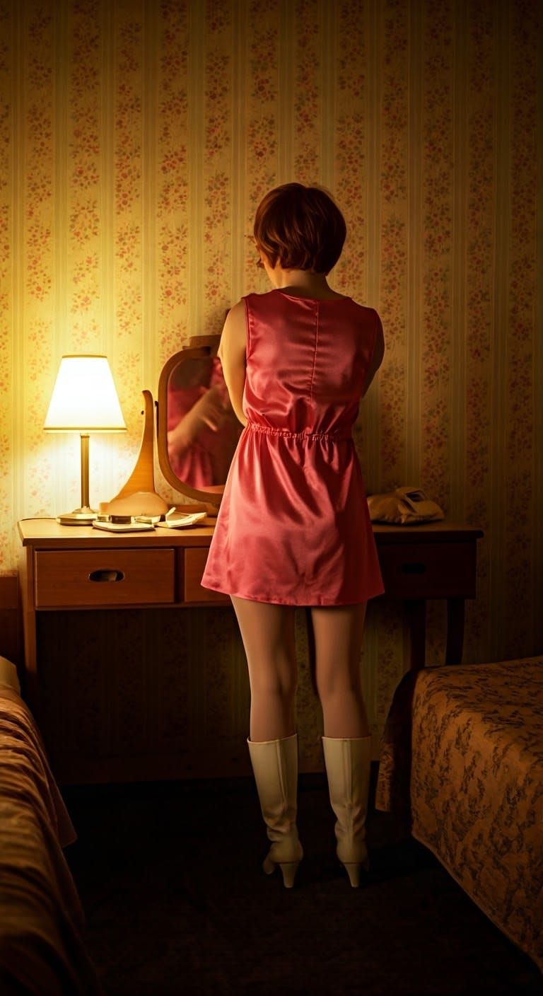 A Young Woman in a Vintage Motel Room, 1969-1970
