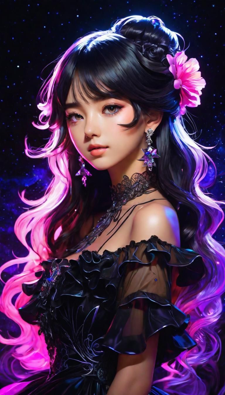 Surreal Princess in Triadic Colors Anime Art