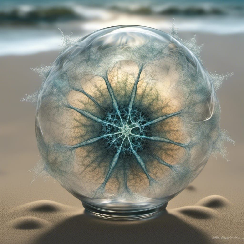 Fractal Fungal Jar: A Surreal Mixed-Media Composition