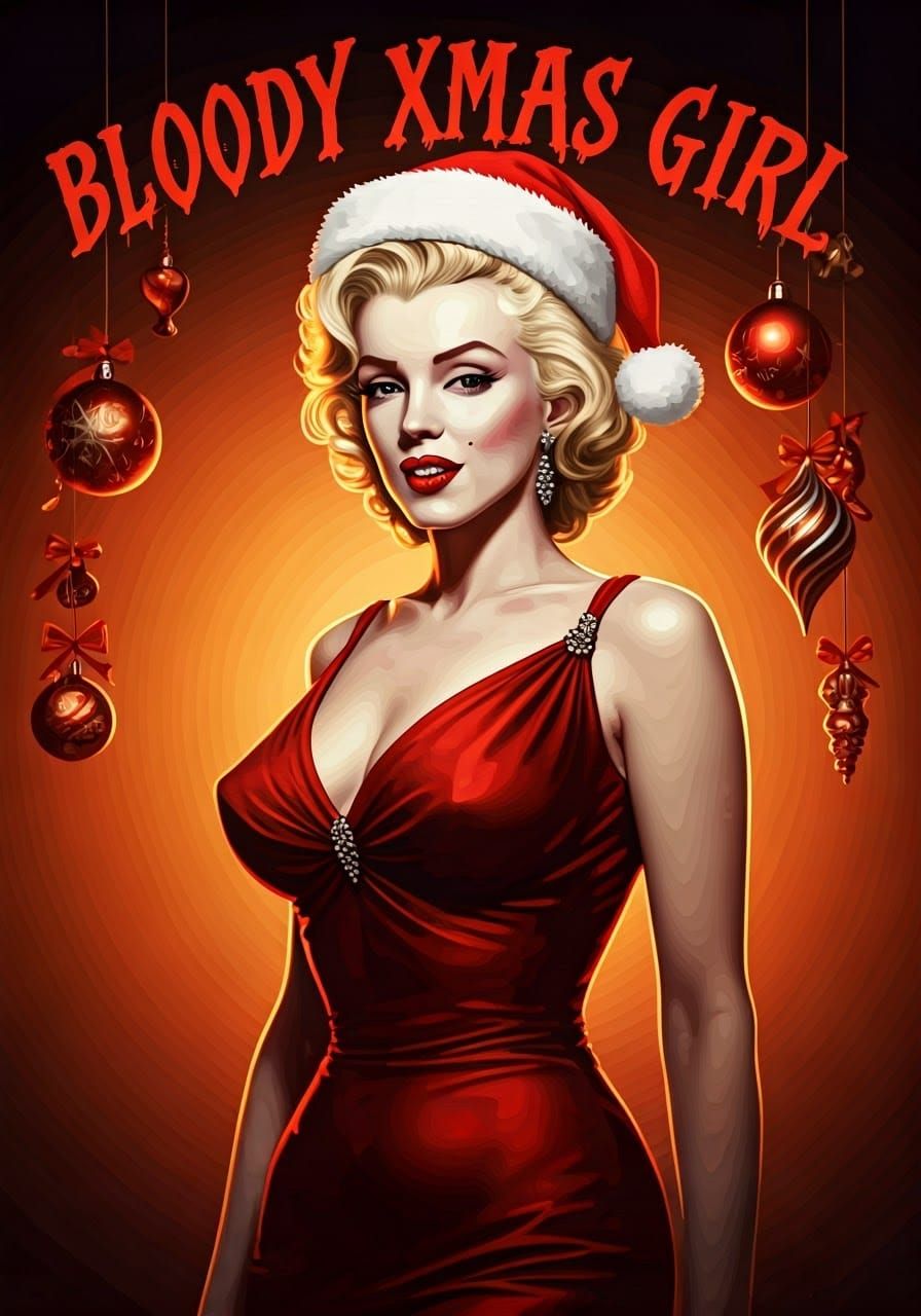 Vampire Marilyn in Bloody Xmas Girl Poster