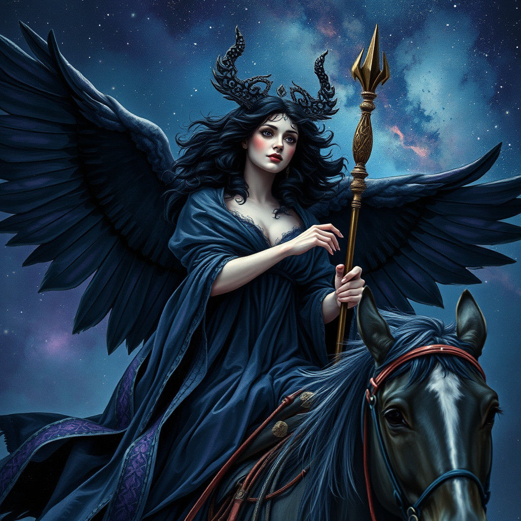 Nyx, Goddess of Darkness, Rides the Night Sky