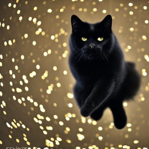 Gilded Cat Leaping: A Gustav Klimt Inspired Vision