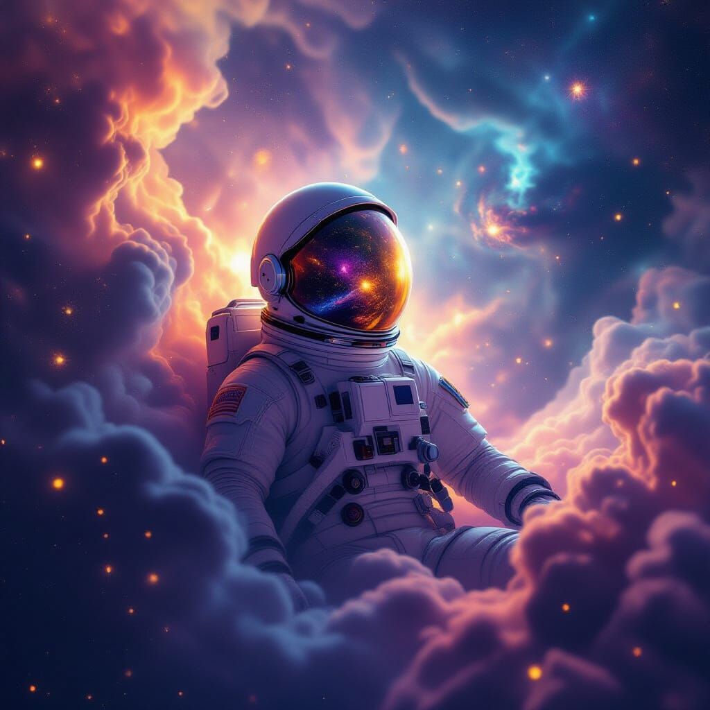 Astronaut in Cosmic Nebula: Hyperrealistic Sci-Fi Art