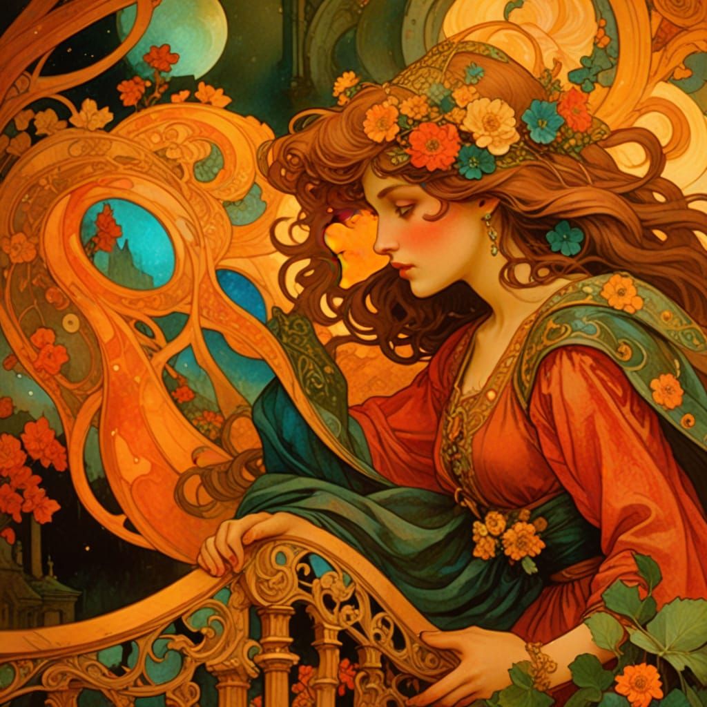 Ethereal Saltimbanque in 19th-Century Parisian Art Nouveau S...