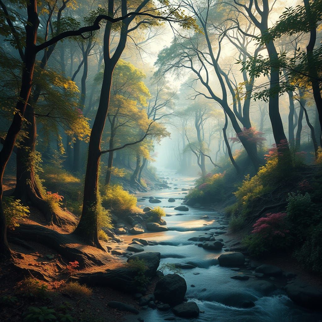 Ethereal Forest Dreamscape in Vibrant Colors