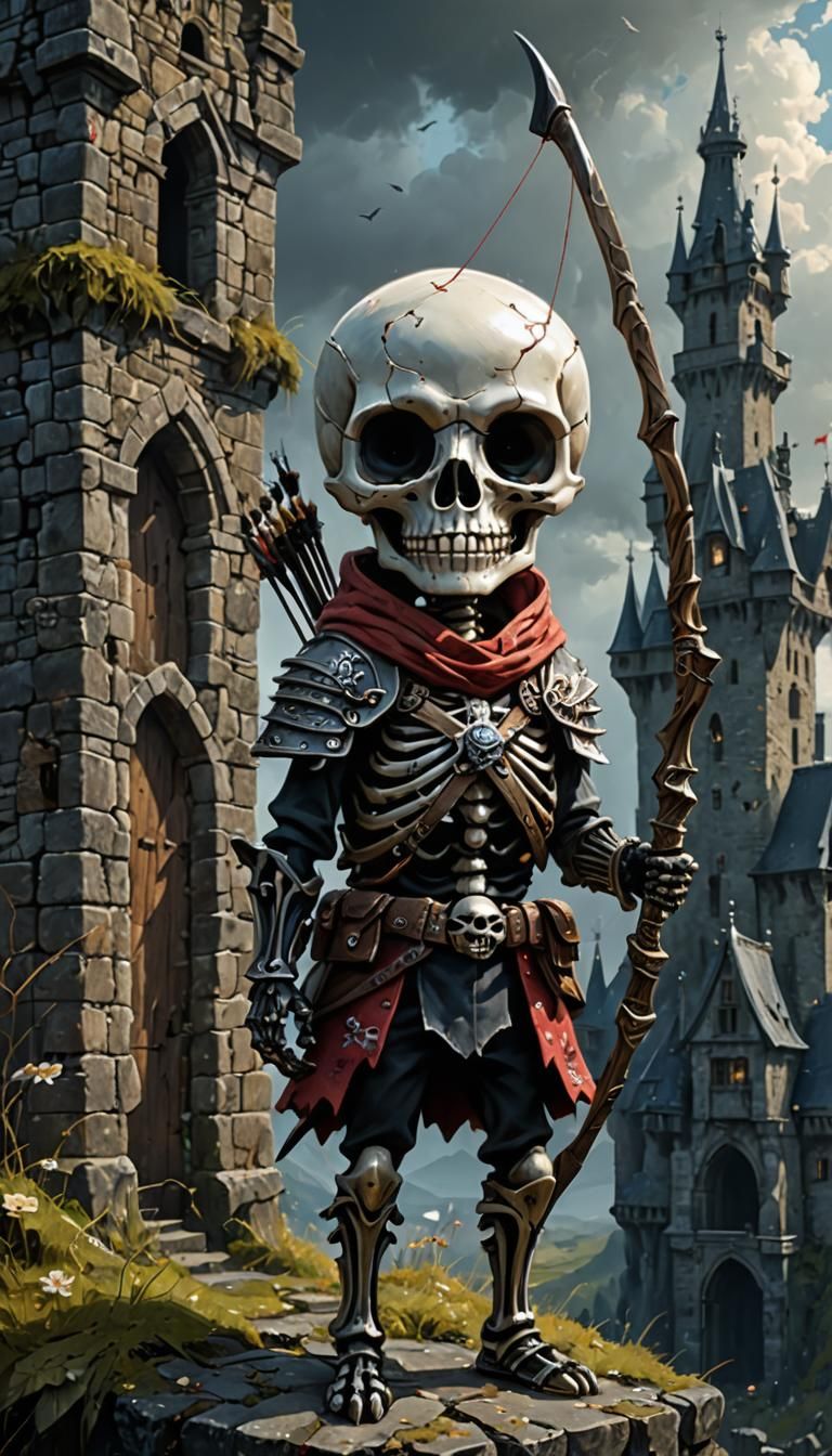 Chibified Monster Skeleton Archer on Castle