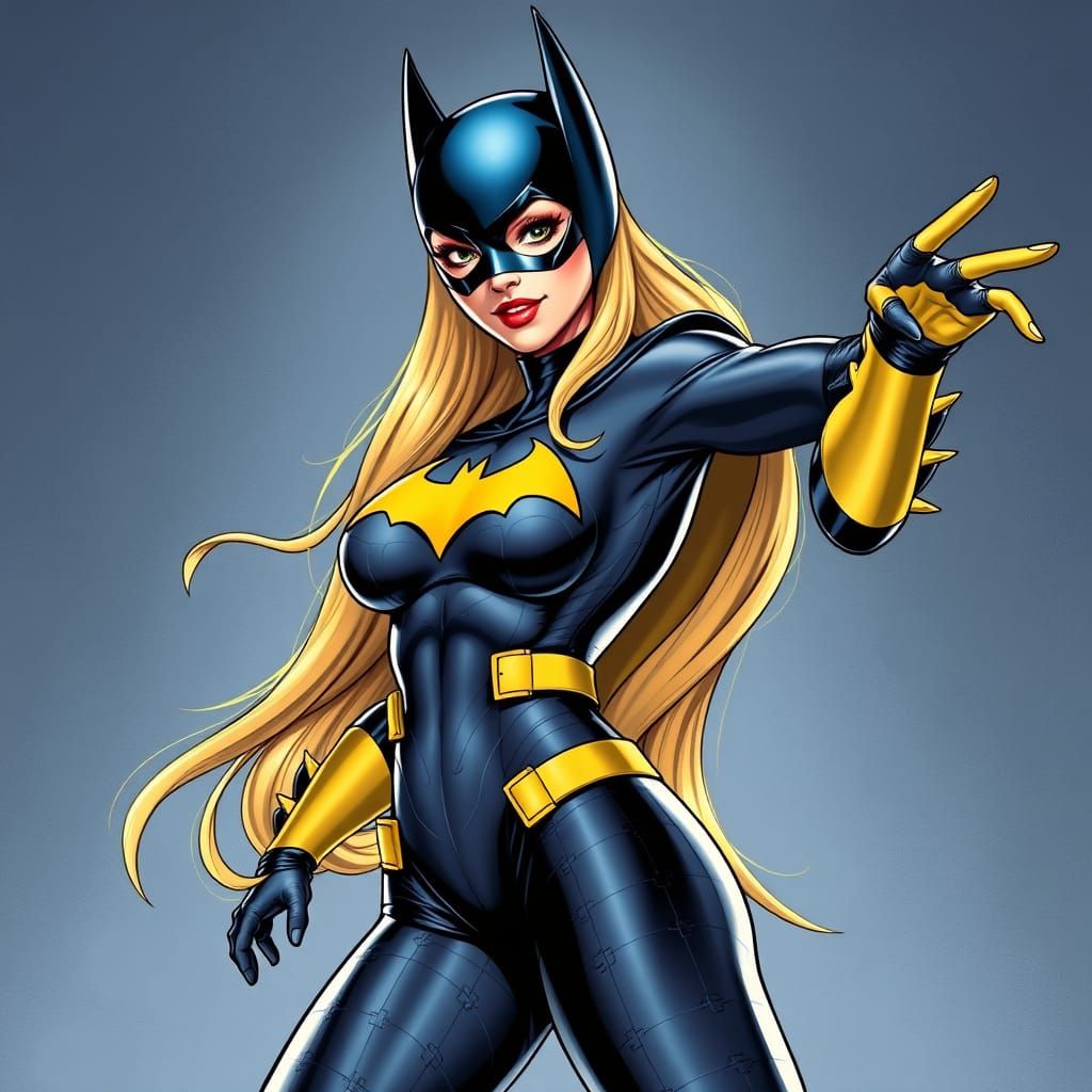 Classic Comic Book Pin-Up of Batgirl in Modern Style