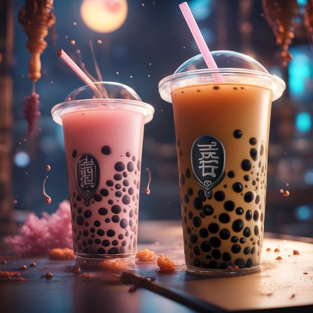 Fantastical Boba Tea Concept Art in Deep Color