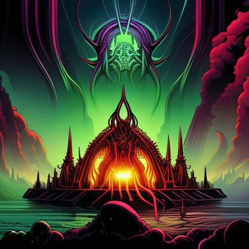 Eldritch Horror: Cthulhu in Cyberpunk Bioluminescence