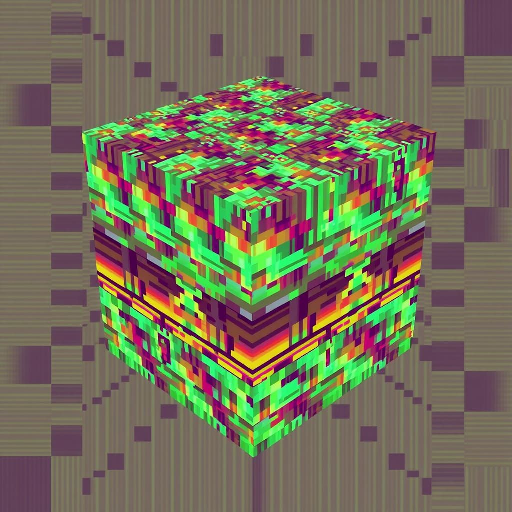 Textured 3D Cube with Moiré Patterns