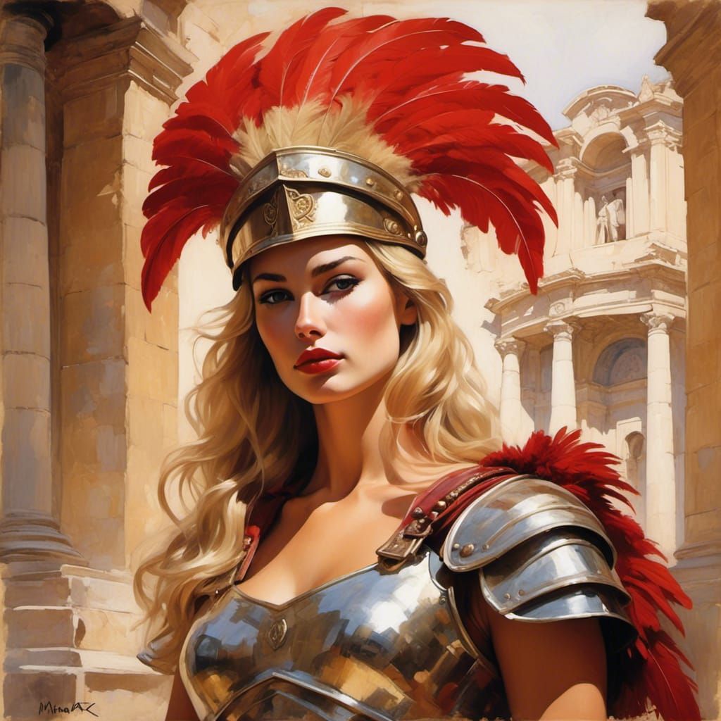 Blonde Roman Warrior in Lorica Segmentata, Fantasy Sketch