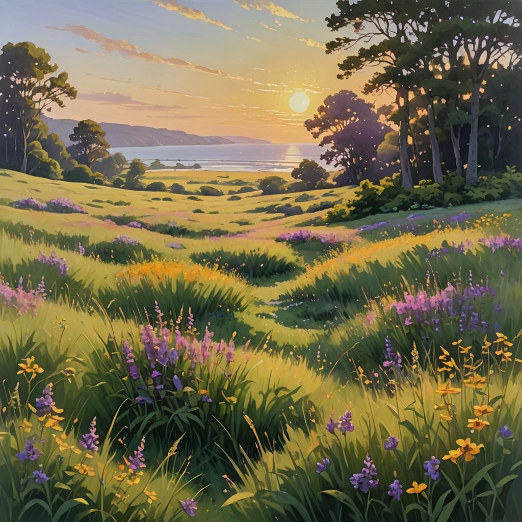 Sunlit Meadow Cinematic Film Still