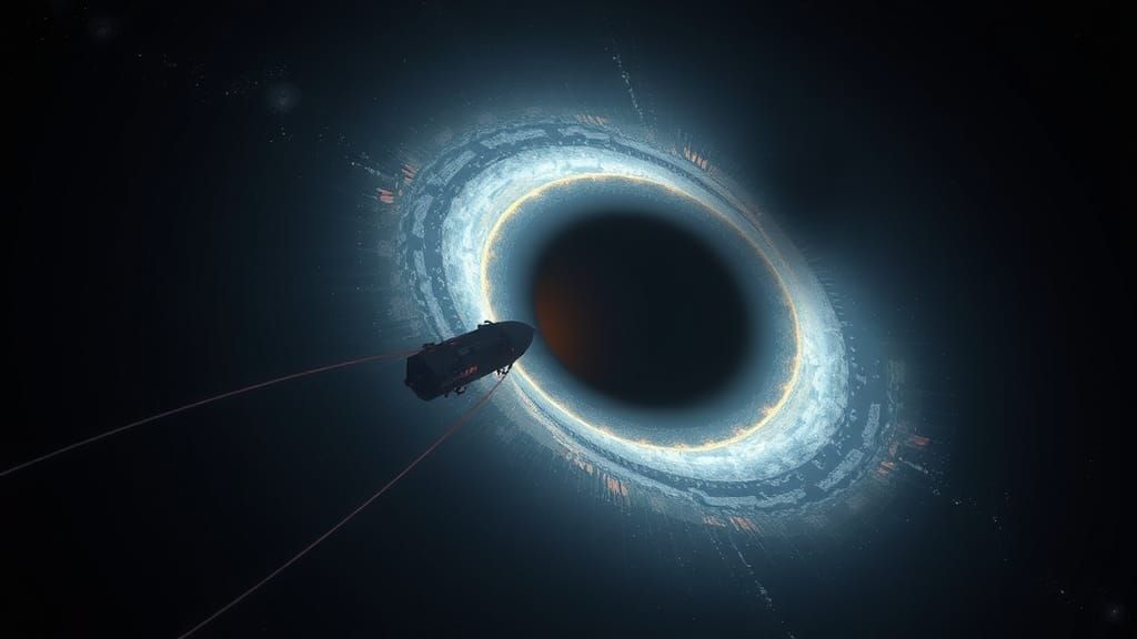 Voyager Probe Approaching Black Hole Event Horizon