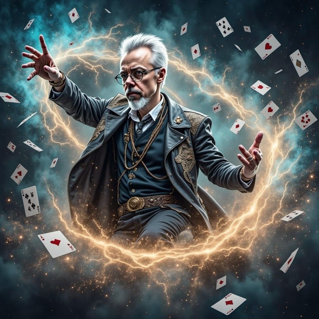 Magician in Space with Electric Twirls Digital Art