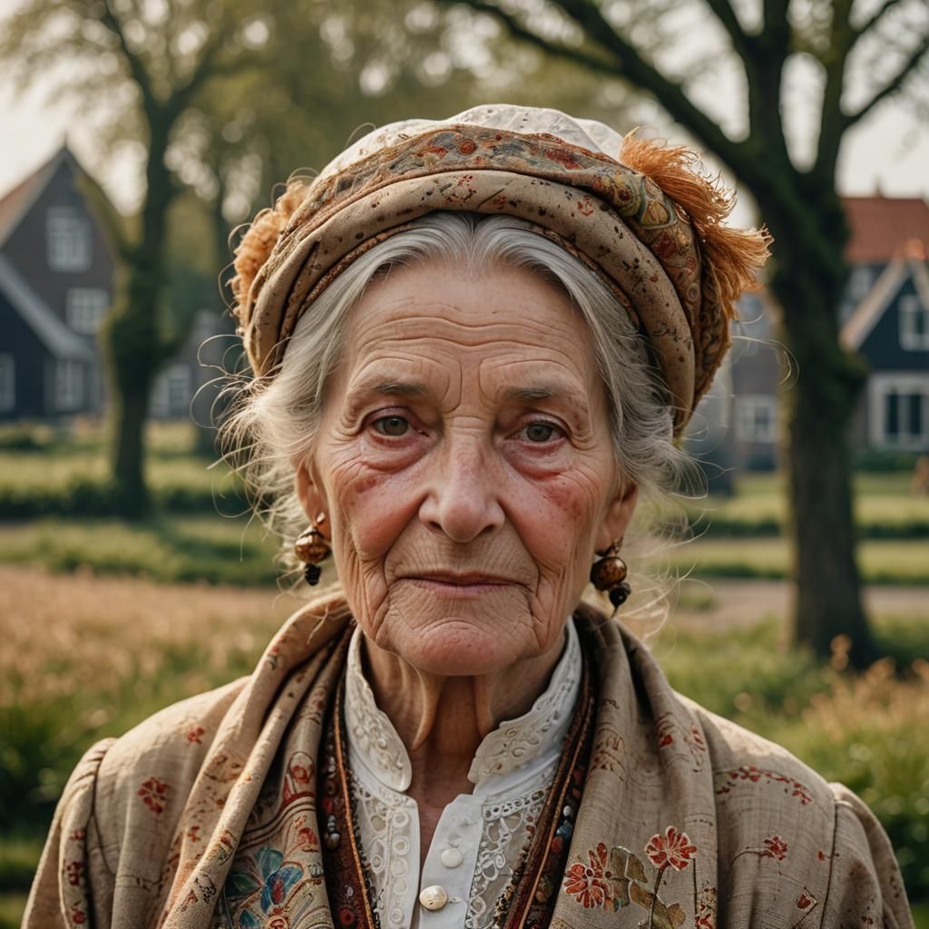 Dutch Woman Portrait in Traditional Style