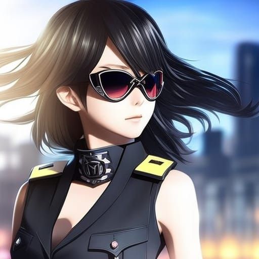 Photorealistic Policewoman in Anime Style with Dramatic Ligh...