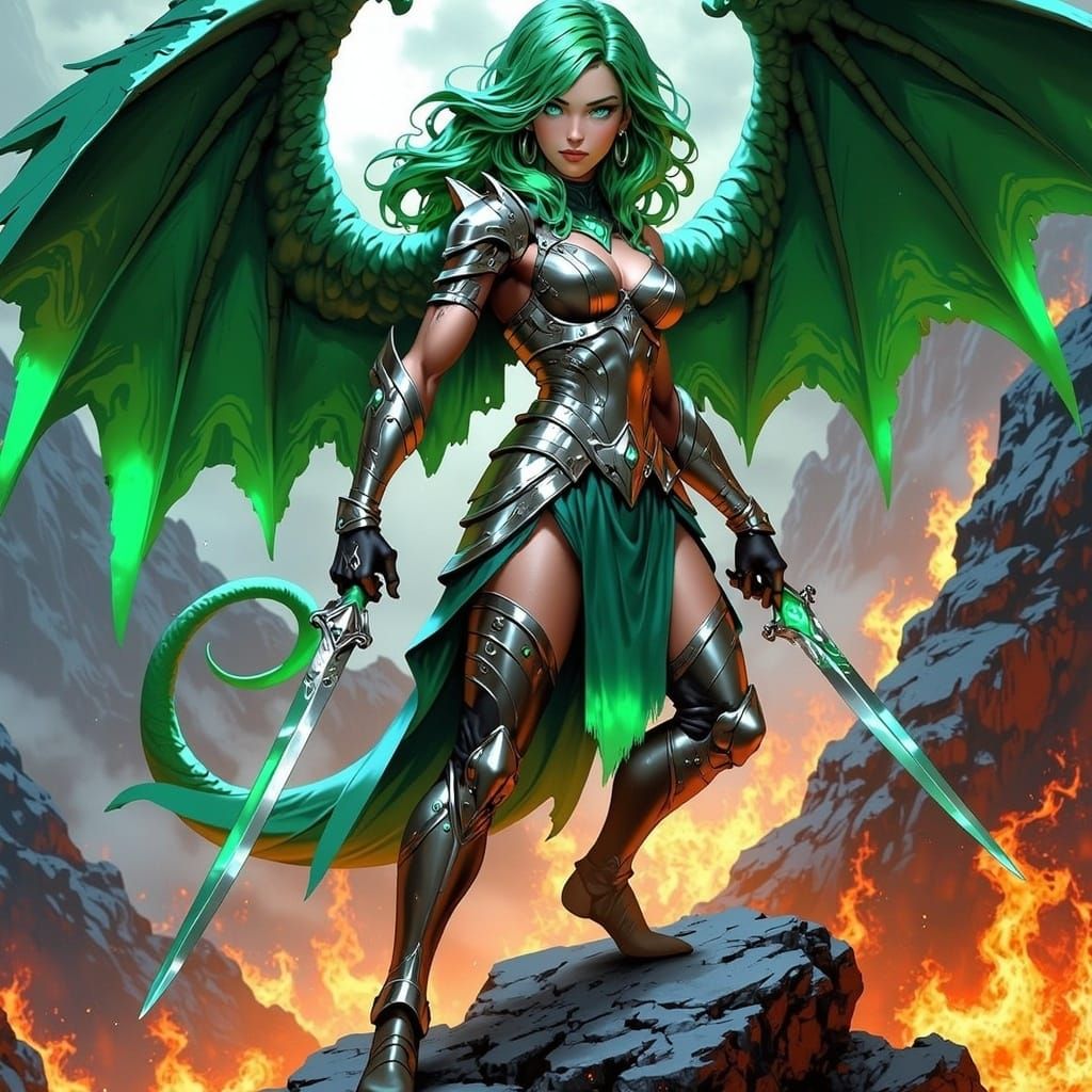 Fierce Dragon Demon Lord in Silver Armor