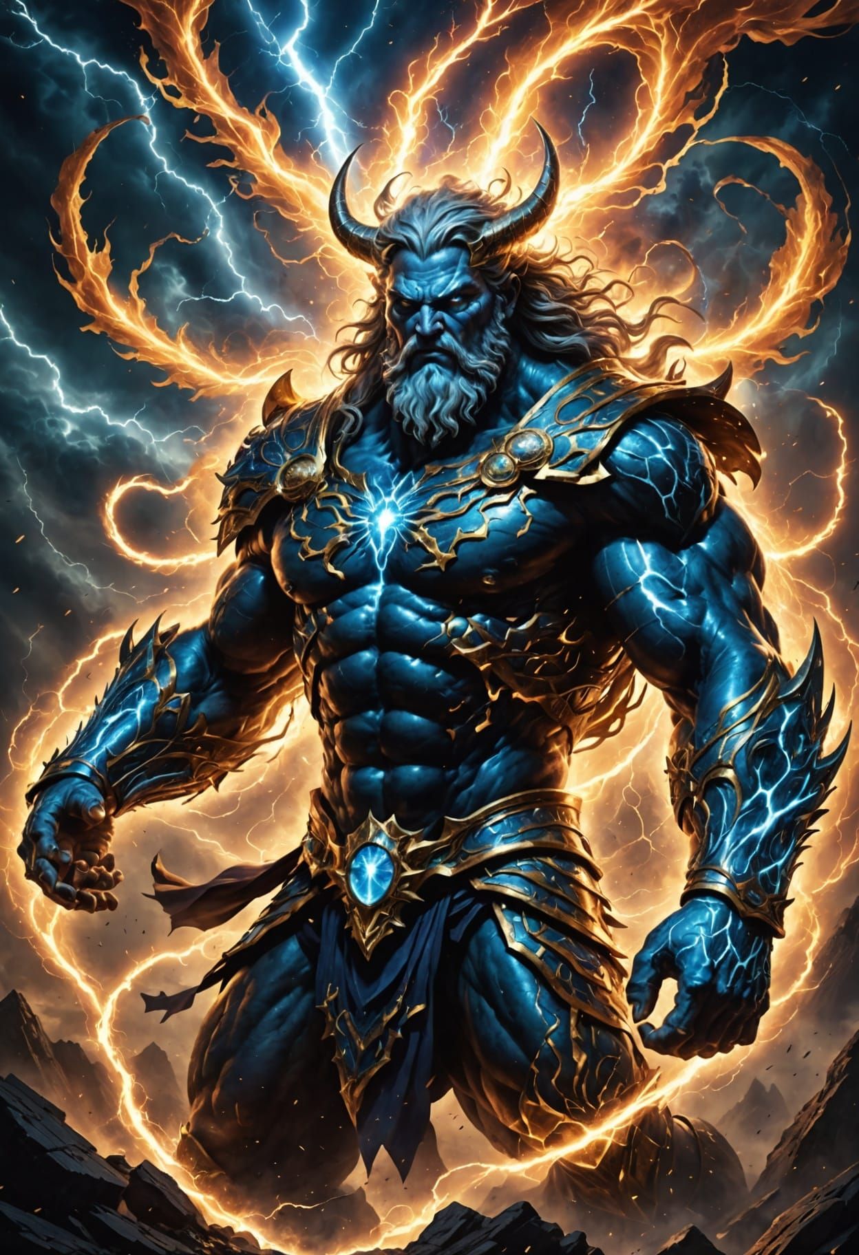 Cosmic Clash: Zeus Battles Typhon in a Fractal Tapestry