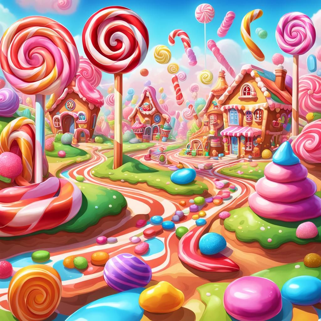Hyperrealistic Candy Land Game Illustration