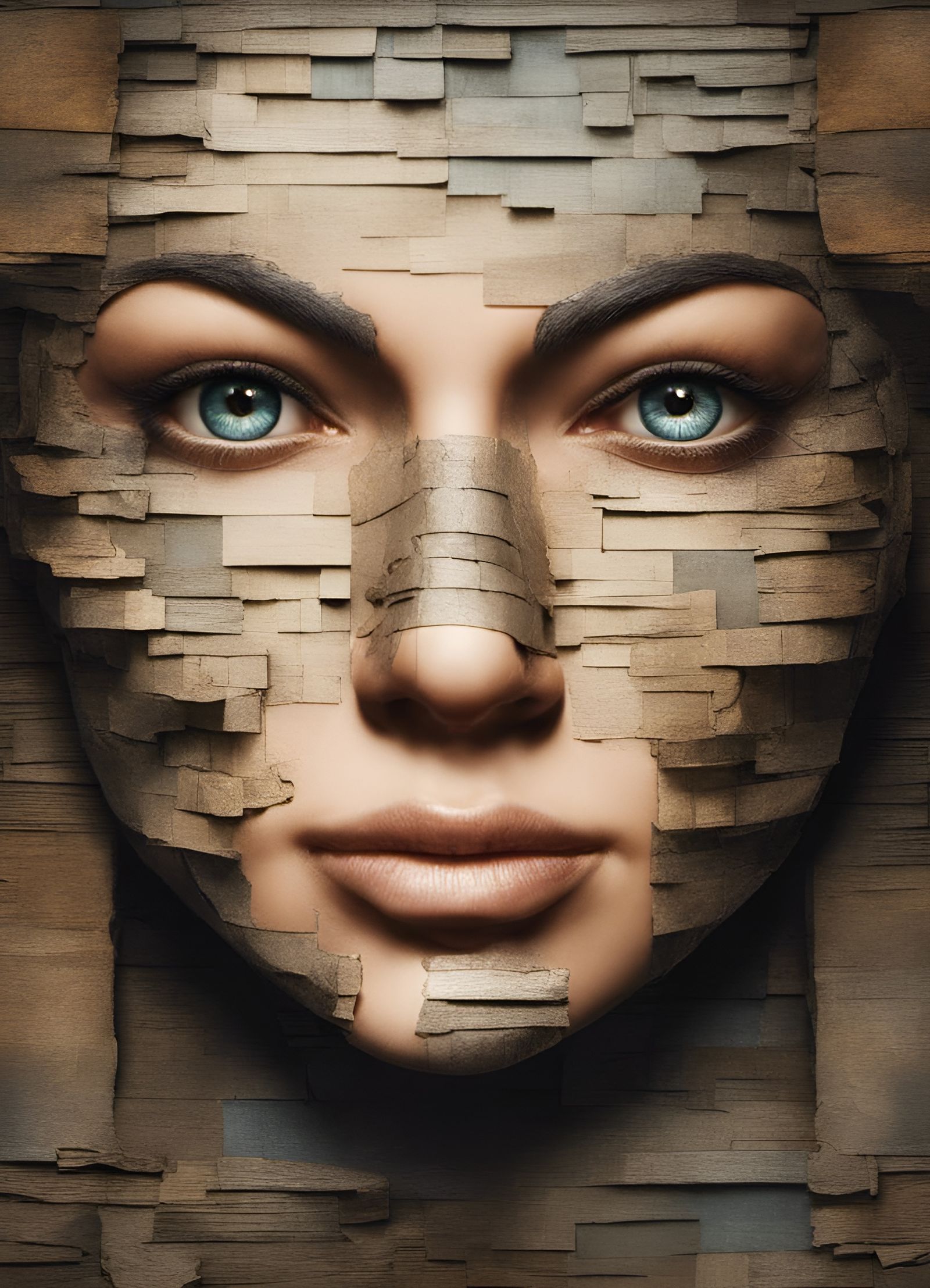 Detailed Patchwork Face Collage in Hyperreal Setting