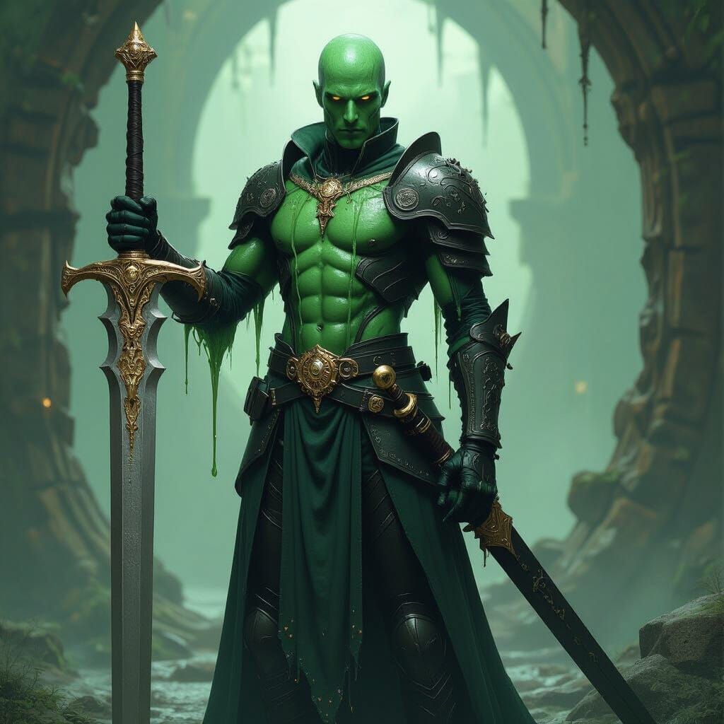 Translucent Slime Warrior in Mystical Realm