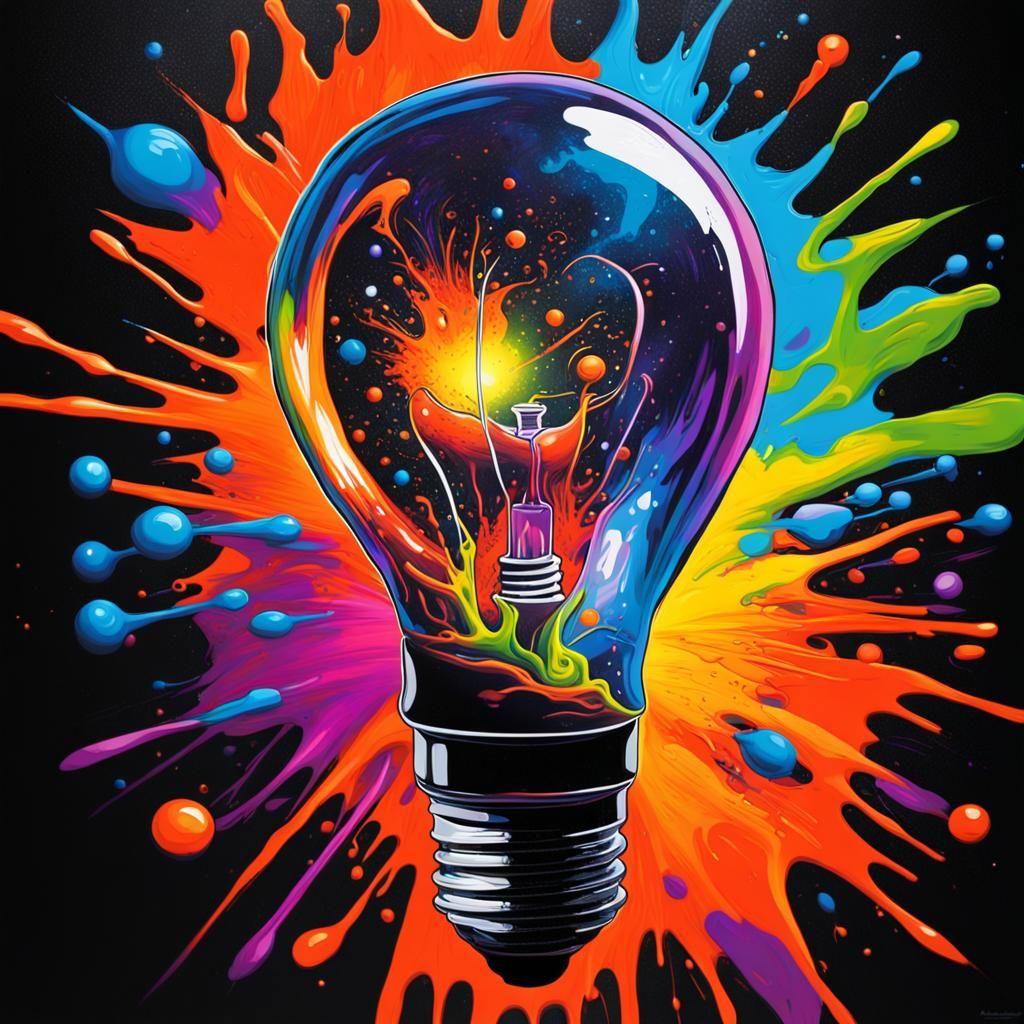 Colorful Universe Inside a Bulb: Graffiti Splash Art