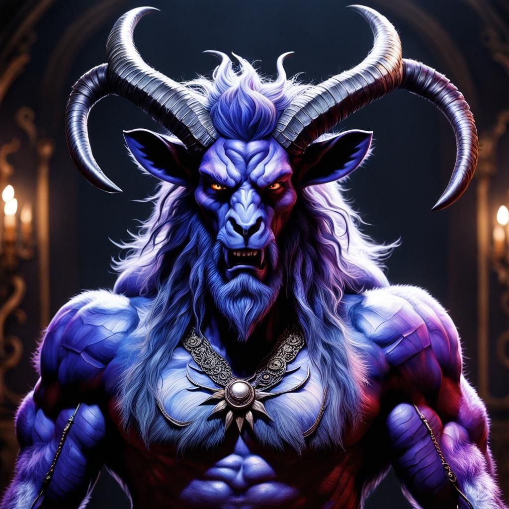 Hyperrealistic Furry Baphomet with Purple Aura
