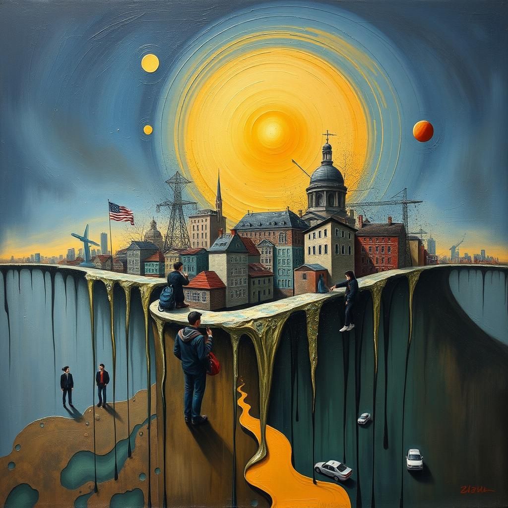 Surreal Urban Landscape with Melting Effect