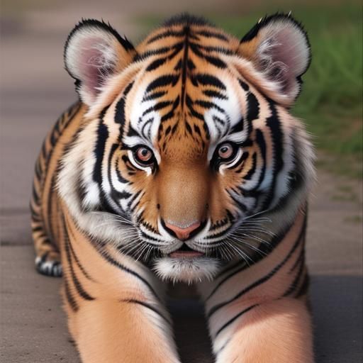 Pink-Eyed Tiger Cub Portrait