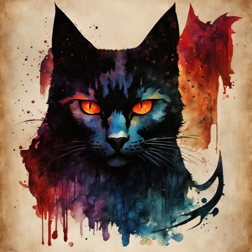 Vintage Demon Cat Portraits a Dark Omen in the Oval Office